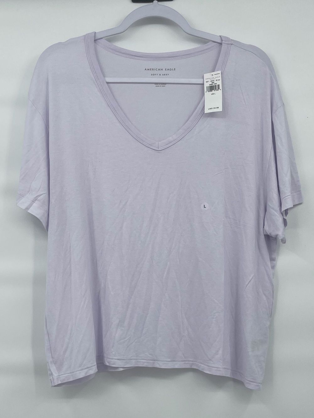 American Eagle nwt soft and sexy light lavender v neck oversized short sleeve